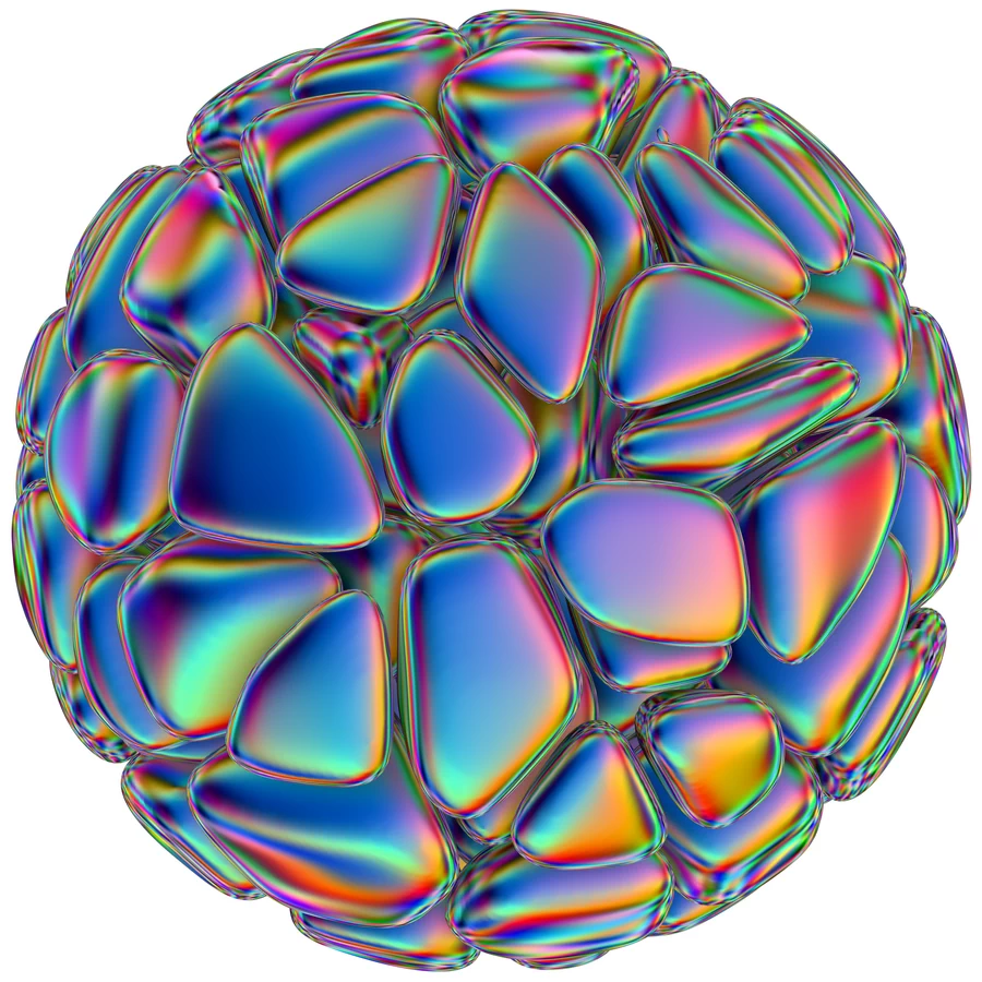 潮流酸性全息金属镭射机能彩虹3D立体几何图形png免抠图片素材【007】